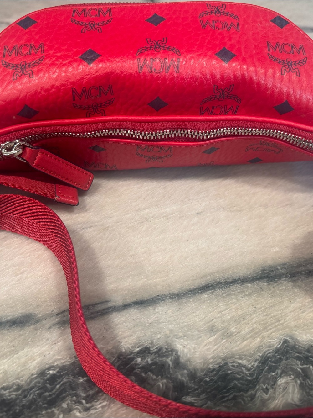 MCM Red Logo Visetos Belt Bag - Picture 5 of 11